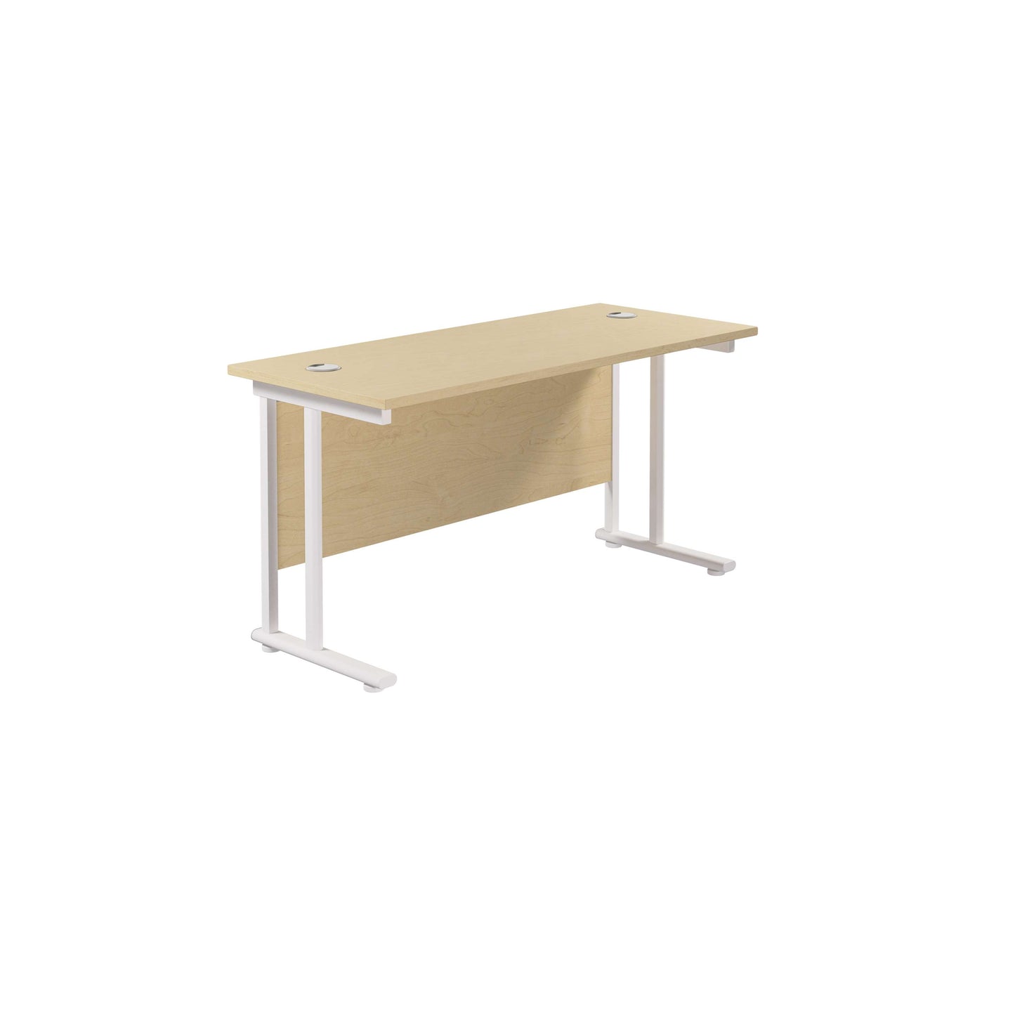 Twin Upright Rectangular Desk: 600mm Deep (FSC) | 1400X600 | Maple/White