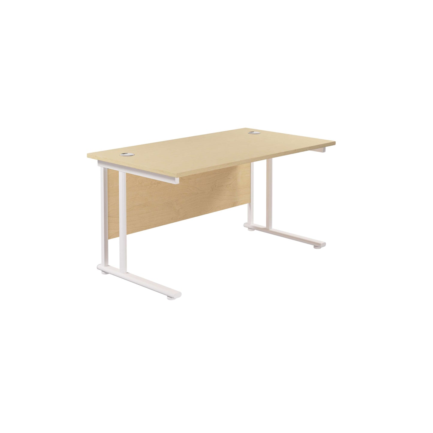 Twin Upright Rectangular Desk: 800mm Deep (FSC) | 1400X800 | Maple/White
