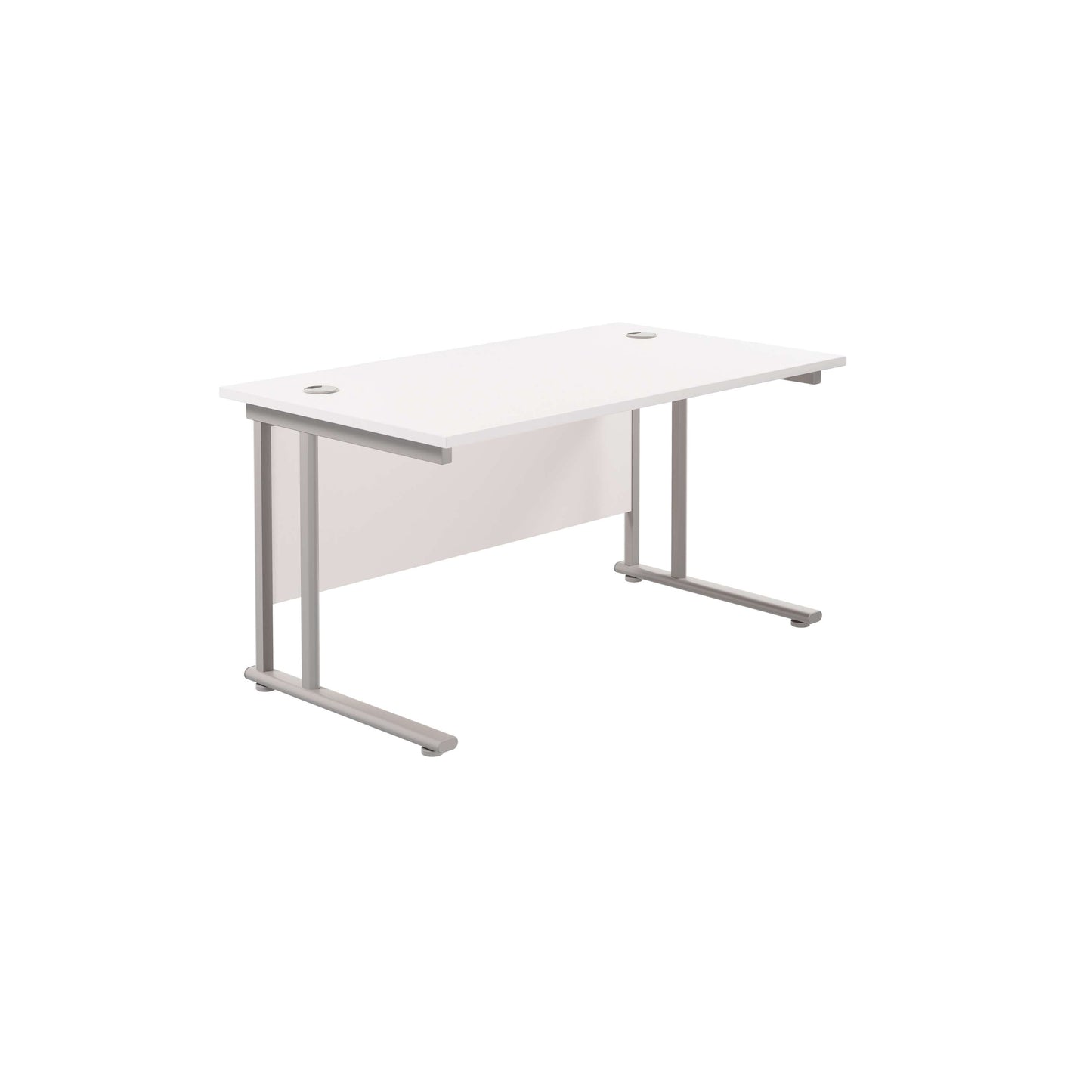 Twin Upright Rectangular Desk: 800mm Deep (FSC) | 1400X800 | White/Silver
