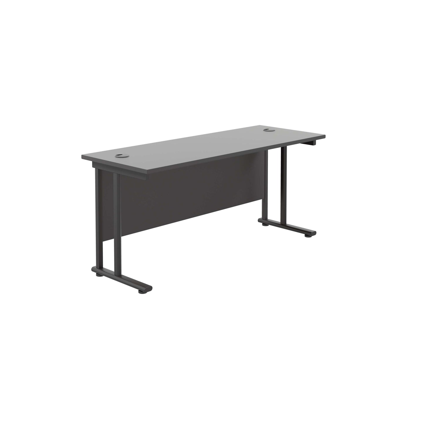 Twin Upright Rectangular Desk: 600mm Deep (FSC) | 1600X600 | Black/Black