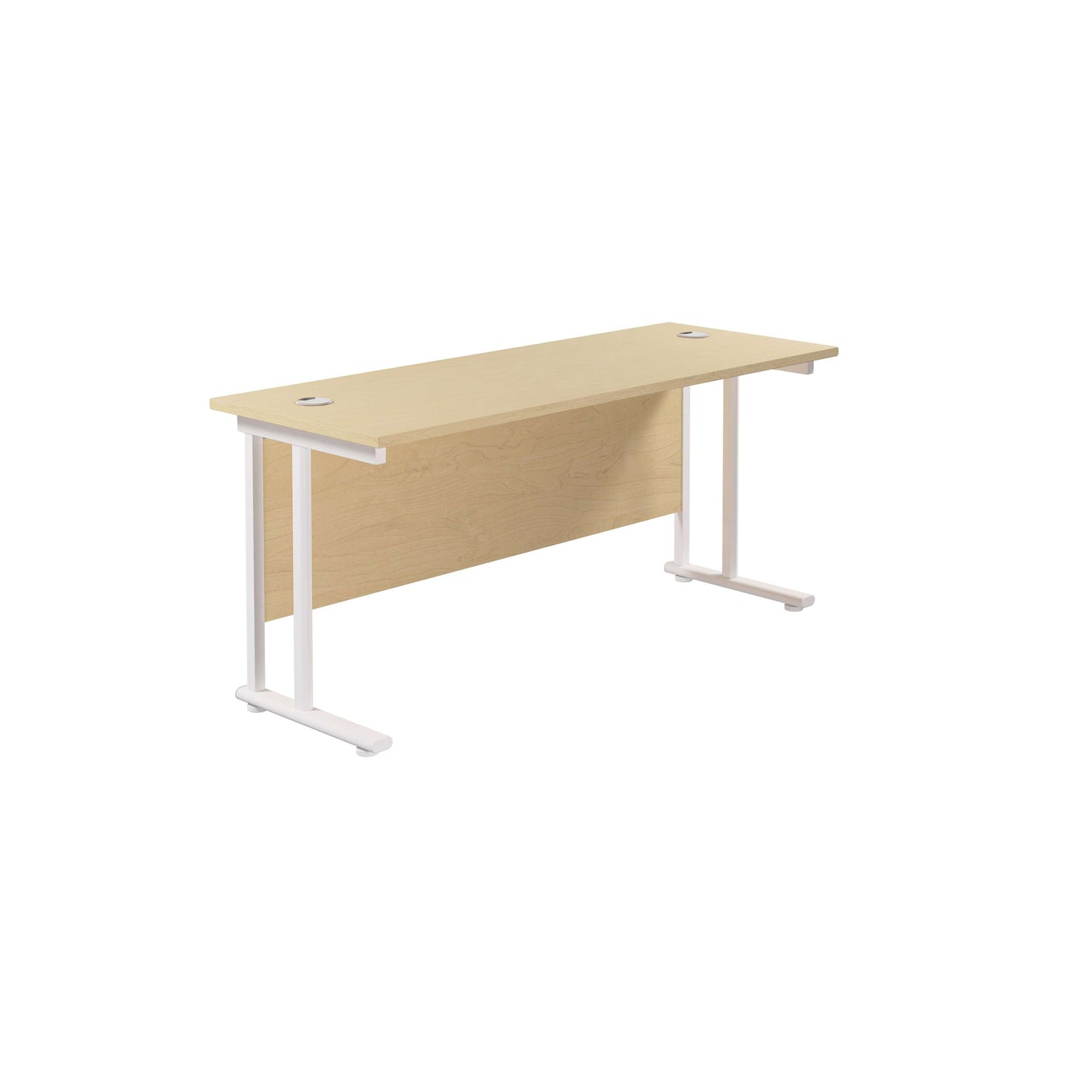 Twin Upright Rectangular Desk: 600mm Deep (FSC) | 1600X600 | Maple/White