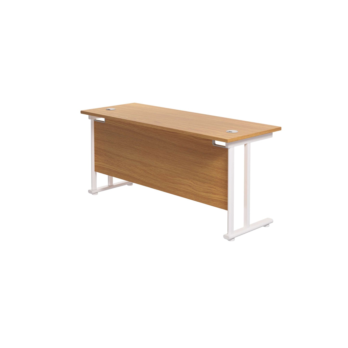 Twin Upright Rectangular Desk: 600mm Deep (FSC) | 1600X600 | Nova Oak/White