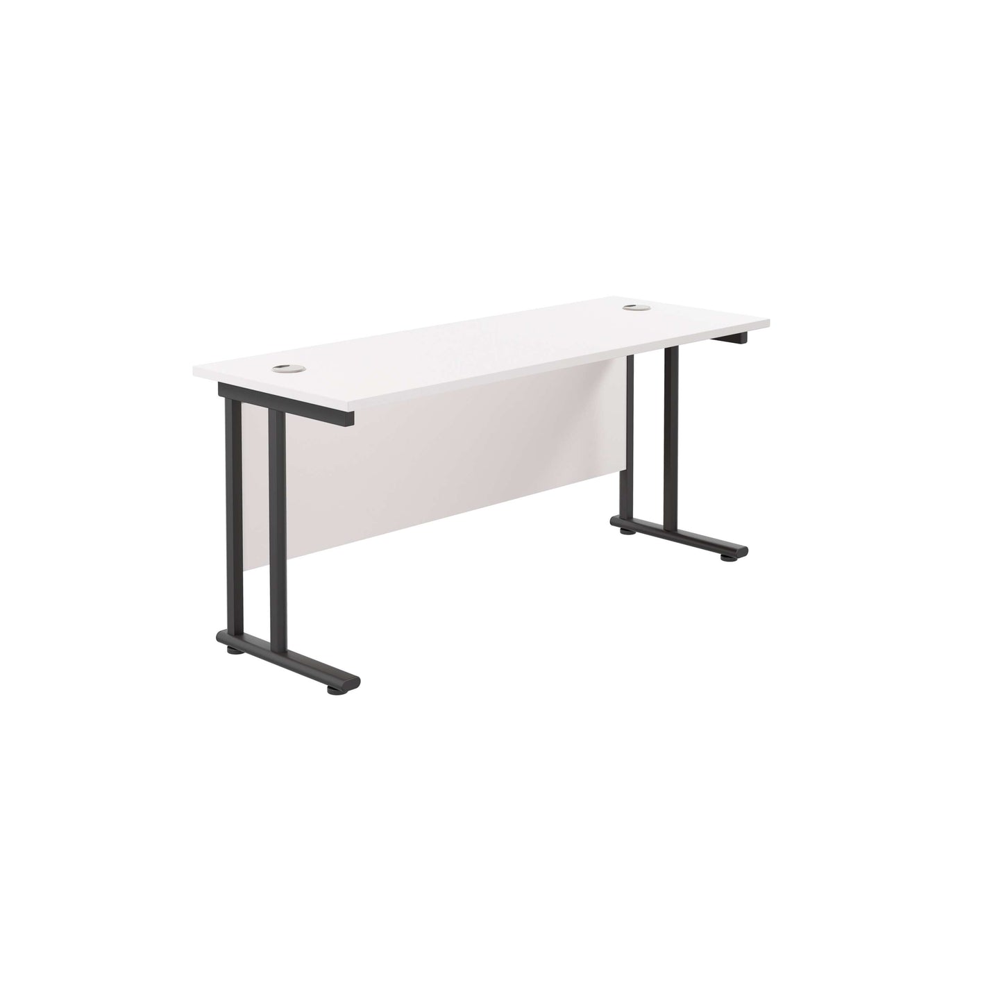Twin Upright Rectangular Desk: 600mm Deep (FSC) | 1600X600 | White/Black