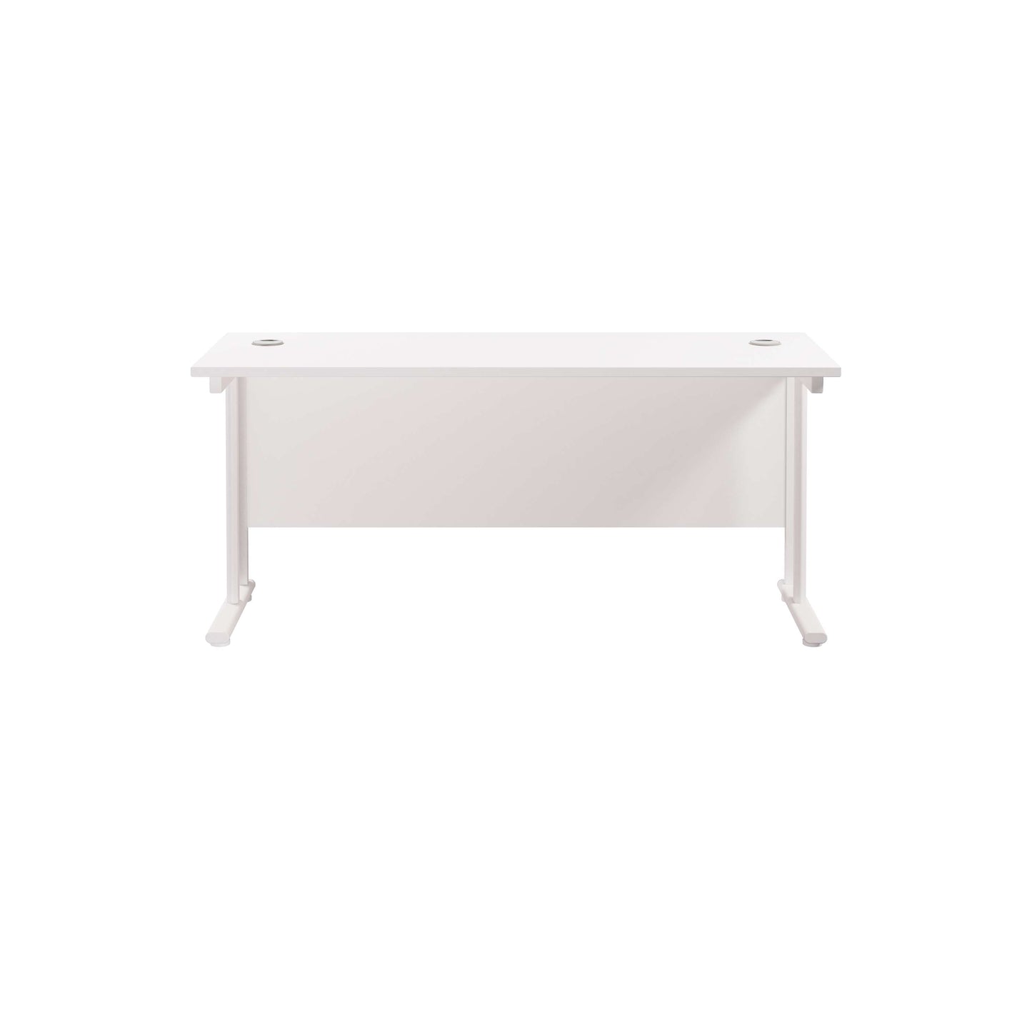 Twin Upright Rectangular Desk: 600mm Deep (FSC) | 1600X600 | White/White