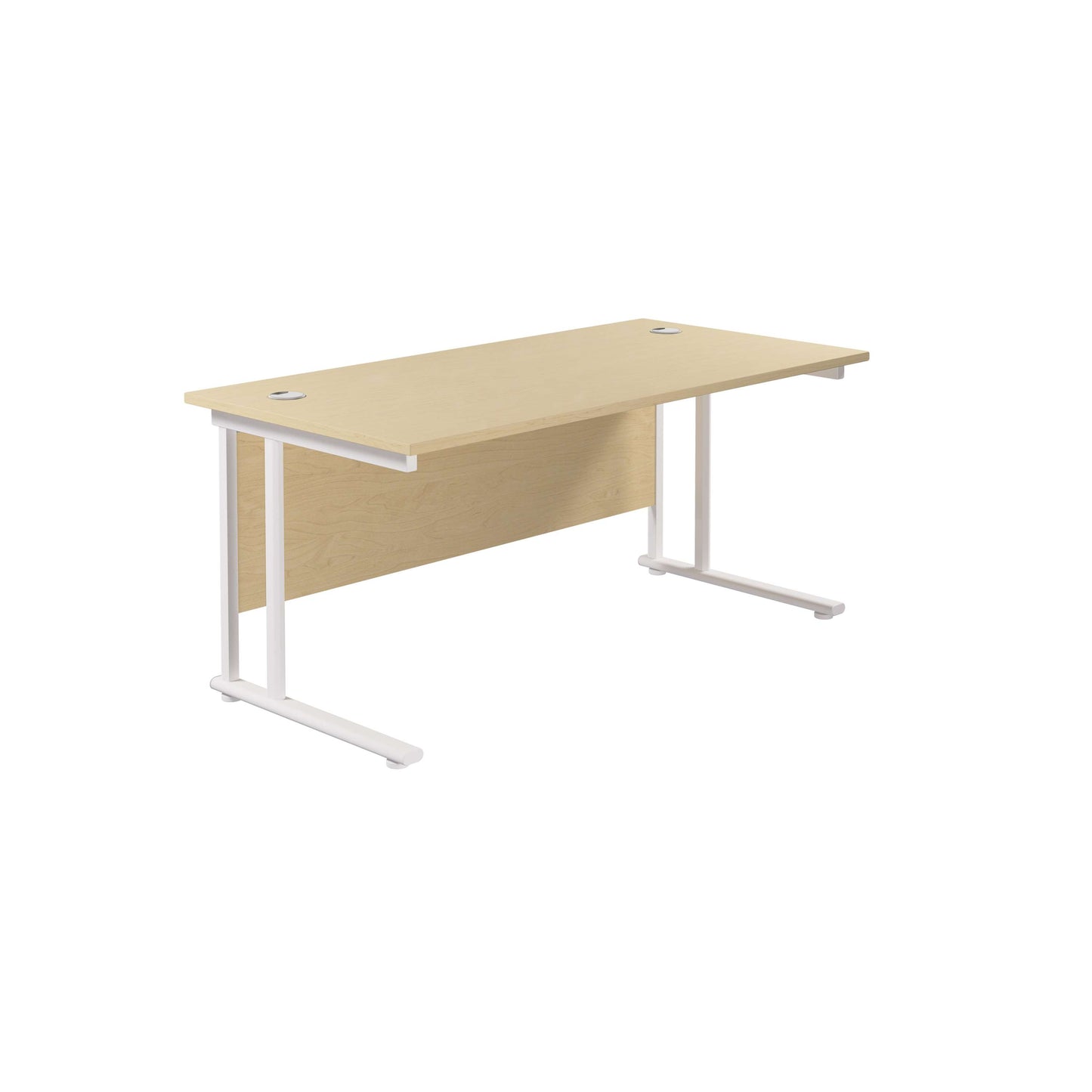 Twin Upright Rectangular Desk: 800mm Deep (FSC) | 1600X800 | Maple/White
