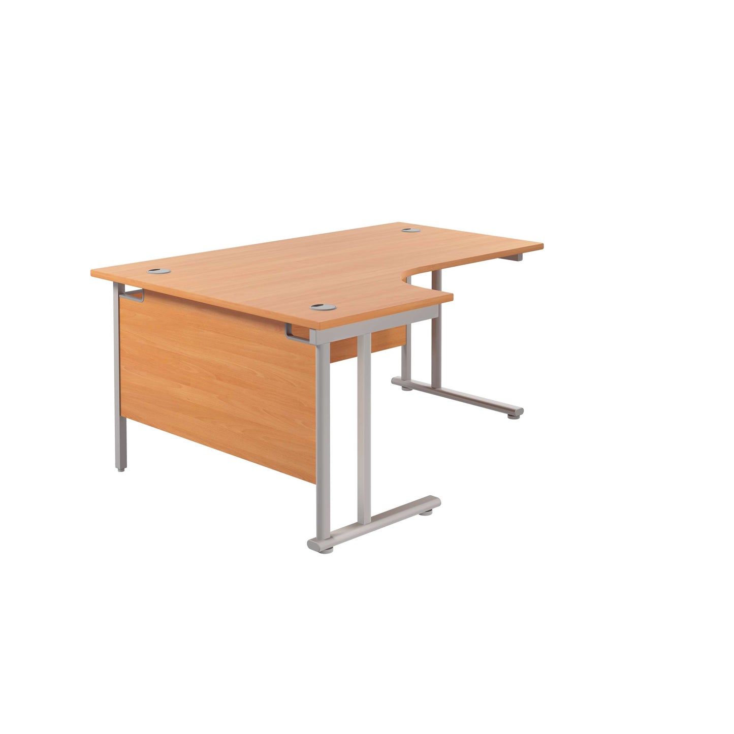 Twin Upright Left Hand Radial Desk (FSC) | 1800X1200 | Beech/Silver
