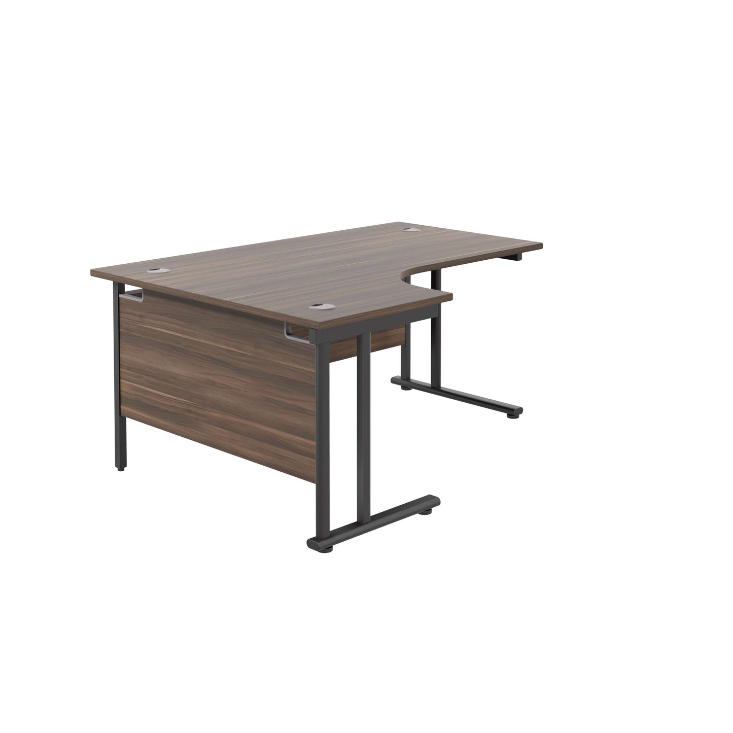 Twin Upright Left Hand Radial Desk (FSC) | 1800X1200 | Dark Walnut/Black