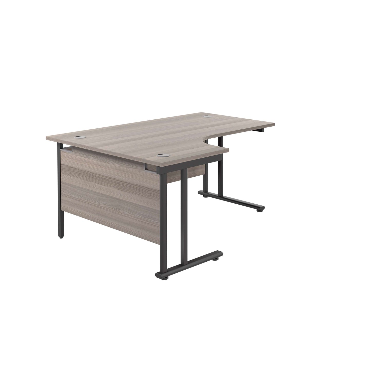 Twin Upright Left Hand Radial Desk (FSC) | 1800X1200 | Grey Oak/Black