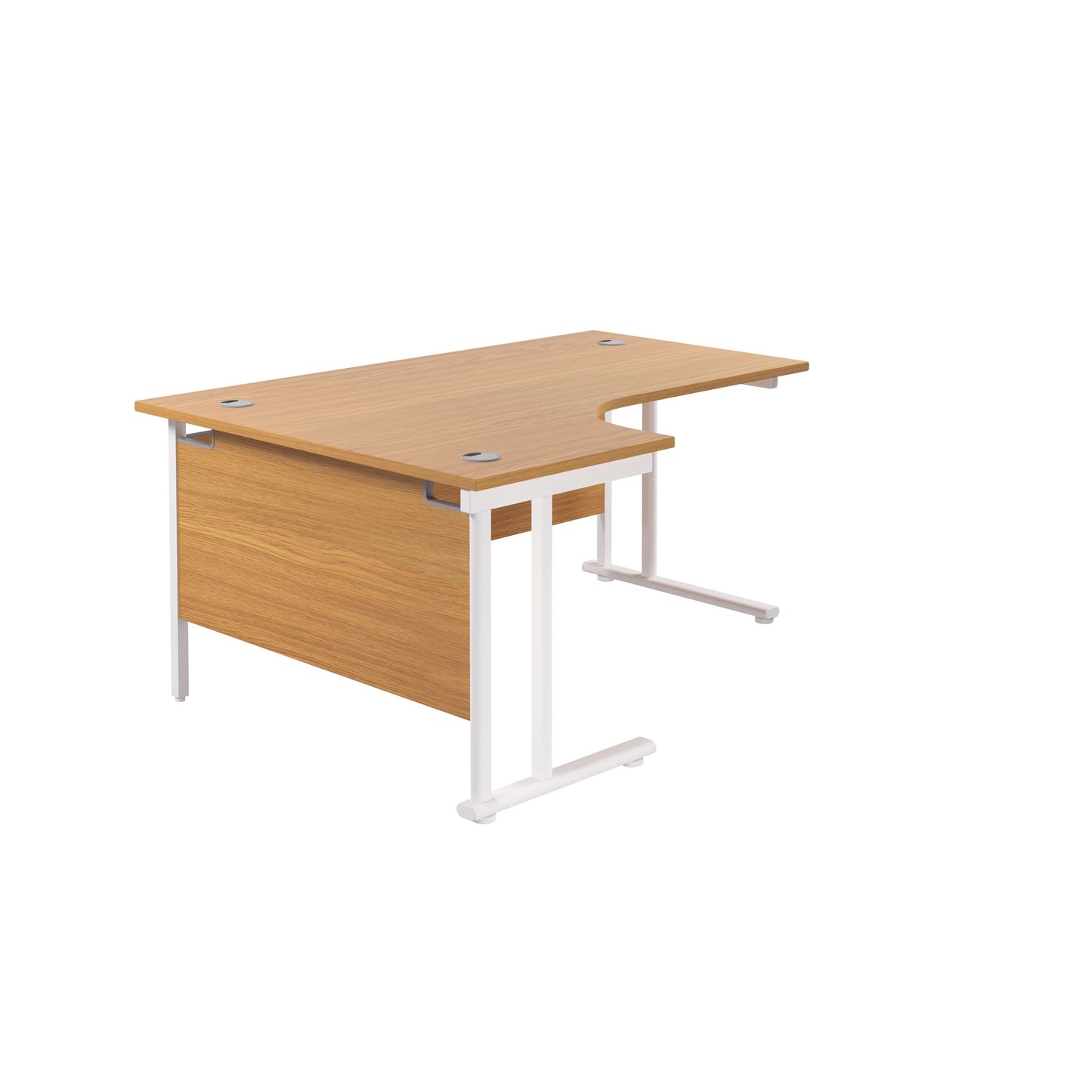 Twin Upright Left Hand Radial Desk (FSC) | 1800X1200 | Nova Oak/White