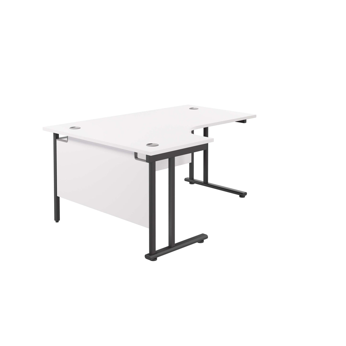 Twin Upright Left Hand Radial Desk (FSC) | 1800X1200 | White/Black