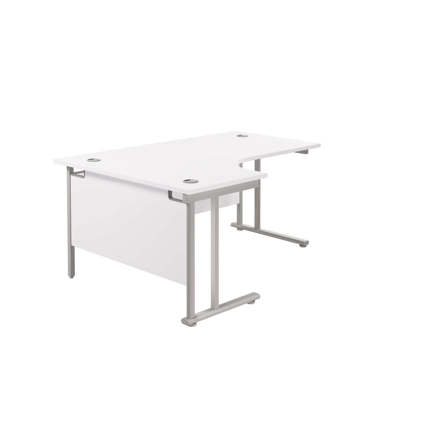 Twin Upright Left Hand Radial Desk (FSC) | 1800X1200 | White/Silver