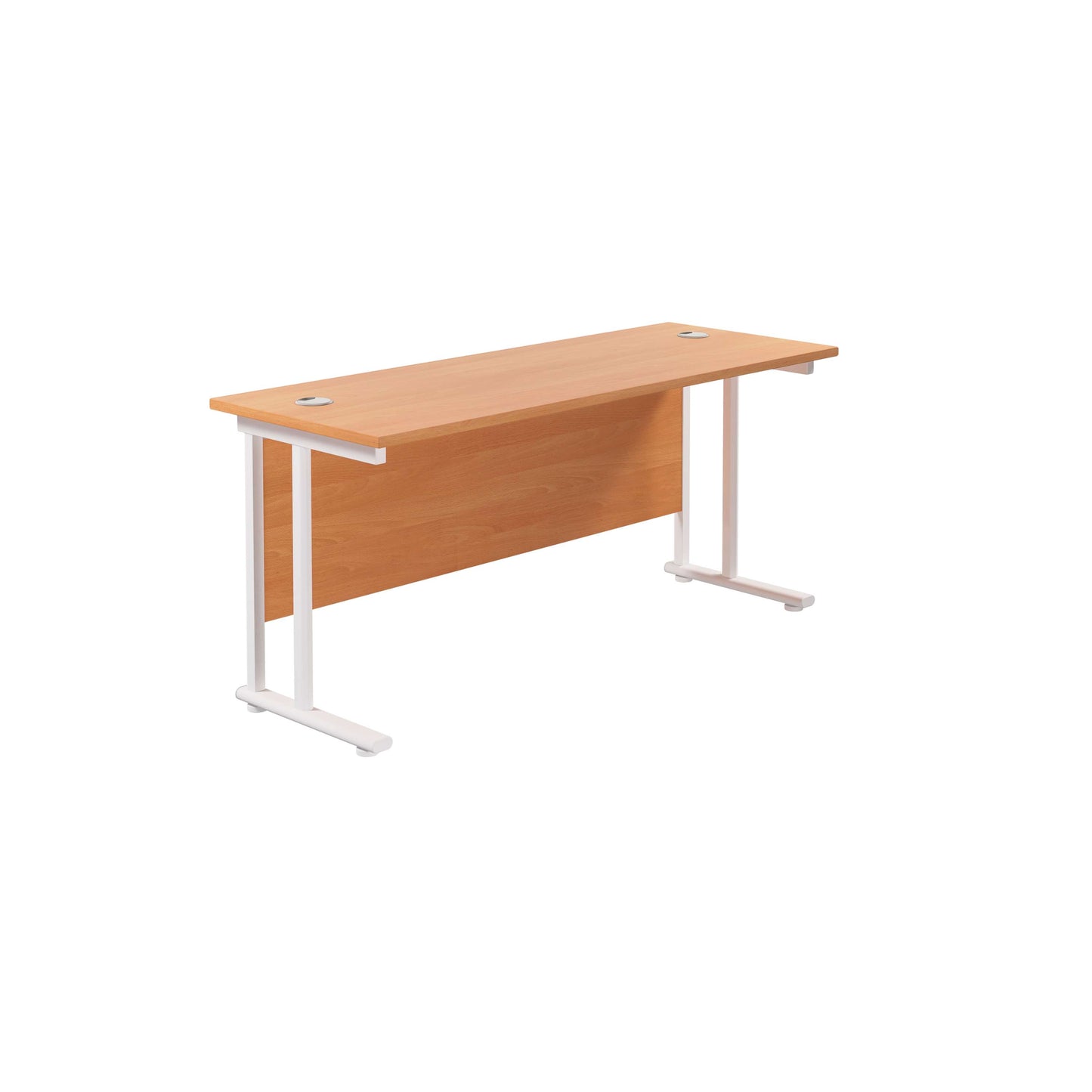 Twin Upright Rectangular Desk: 600mm Deep (FSC) | 1800X600 | Beech/White