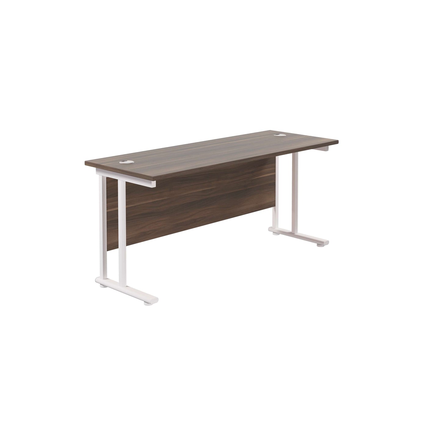 Twin Upright Rectangular Desk: 600mm Deep (FSC) | 1800X600 | Dark Walnut/White