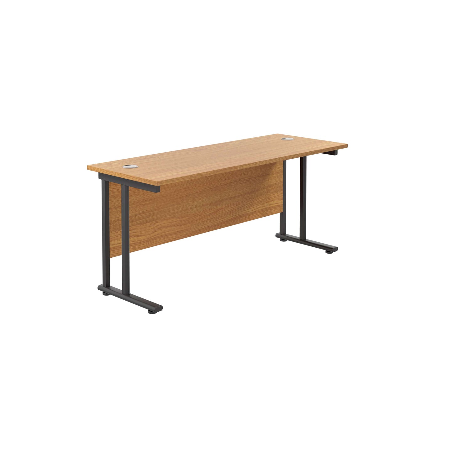 Twin Upright Rectangular Desk: 600mm Deep (FSC) | 1800X600 | Nova Oak/Black