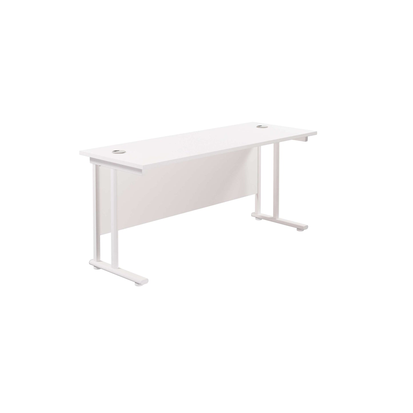 Twin Upright Rectangular Desk: 600mm Deep (FSC) | 1800X600 | White/White