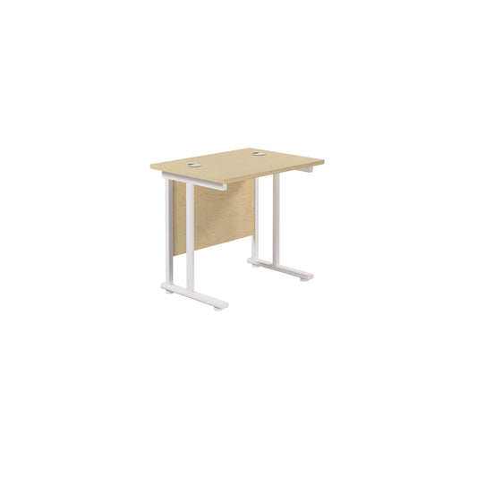Twin Upright Rectangular Desk: 600mm Deep (FSC) | 800X600 | Maple/White