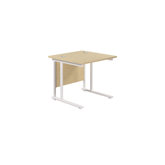 Twin Upright Rectangular Desk: 800mm Deep (FSC) | 800X800 | Maple/White