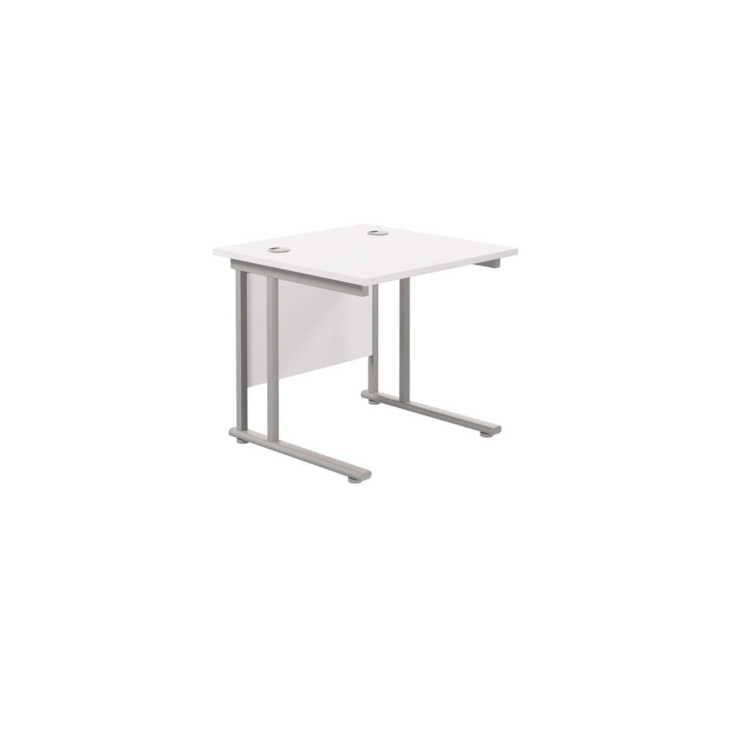 Twin Upright Rectangular Desk: 800mm Deep (FSC) | 800X800 | White/Silver