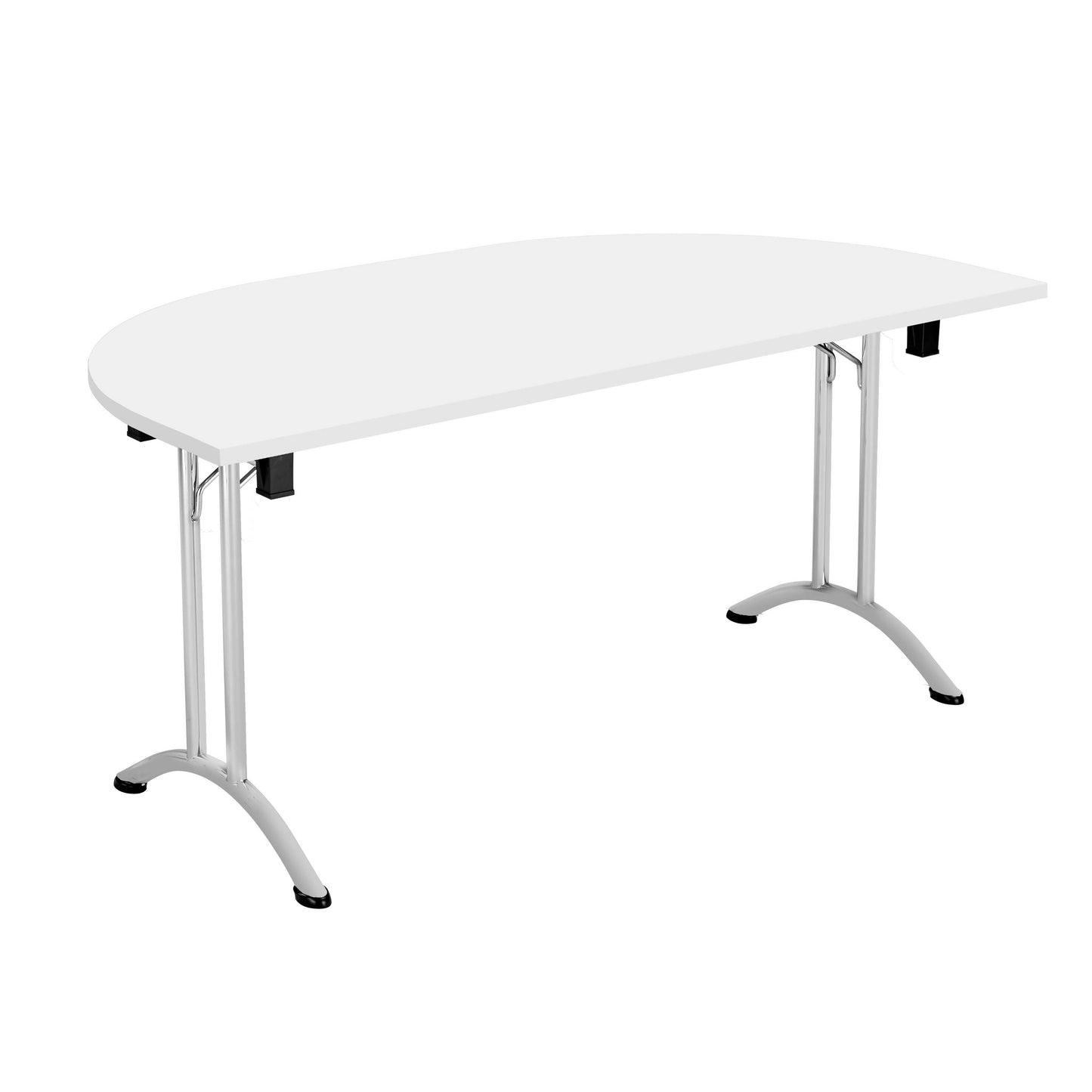 One Union D-End Folding Table (FSC) | 1600 X 800 | White/Silver