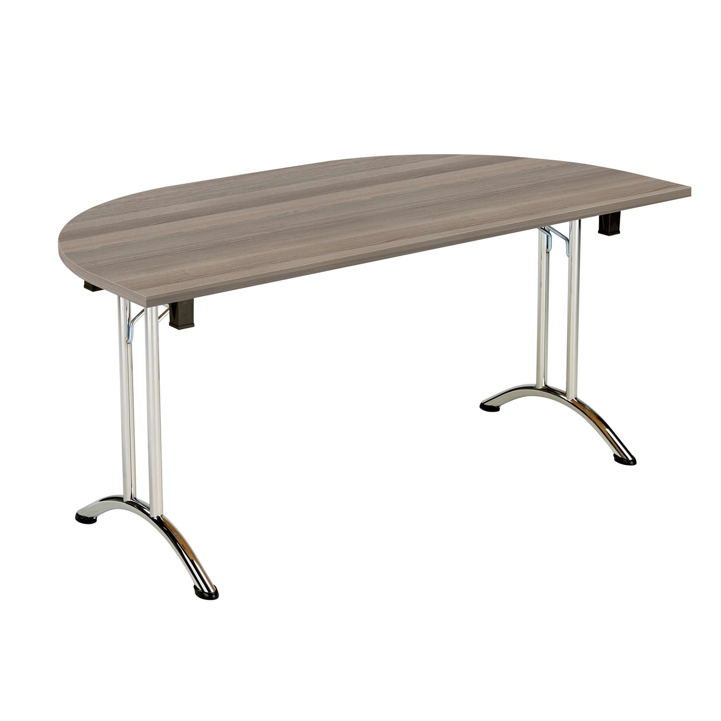 One Union D-End Folding Table (FSC) | 1600 X 800 | Grey Oak/Chrome