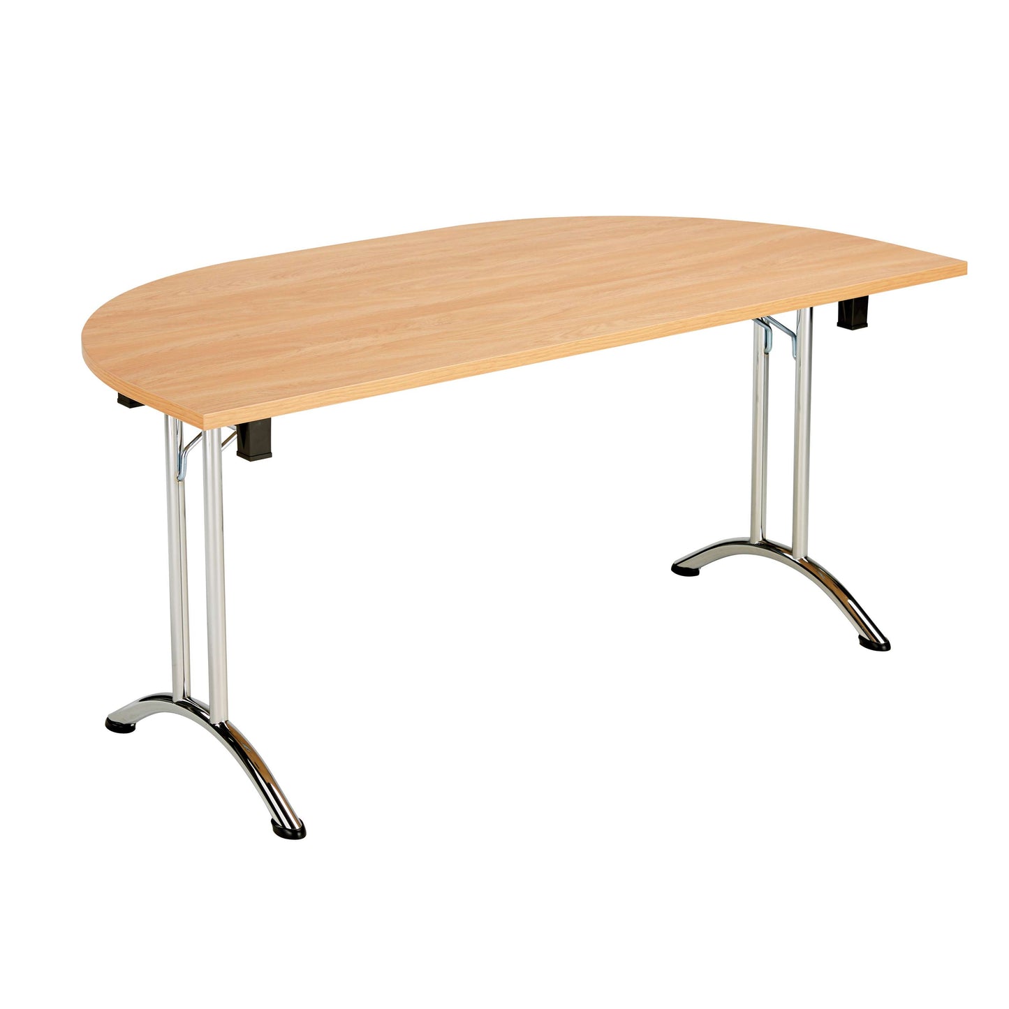 One Union D-End Folding Table (FSC) | 1600 X 800 | Beech/Chrome